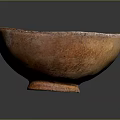 Traditional Earthenware Bowl With Orange Red Stripes For Daily Living