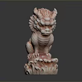 Pink Carved Kirin Statue With Traditional Decorative Base And Intricate Details