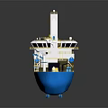 Blue Ship With Detailed Structure And Equipment 3d model