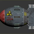 Detailed 3D Model of Bomb Weapon with Red Sphere Yellow Radioactive Symbol and Metal Frame
