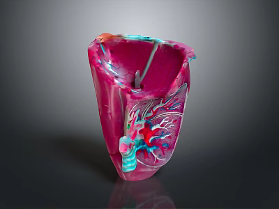 3D Medical Device Anatomical Model with Pink Exterior and Internal Vascular Structures 3d model