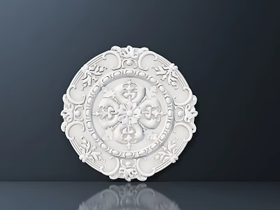 White Circular Carved Decorative Design With Intricate Ornate Patterns For Wall Decor 3d model