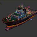 Modern Service Ship Featuring Black Red Green Hull And Deck Equipment Structure