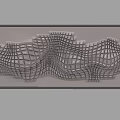Modern Minimalist Bedroom Accent Wall With White Wavy Grid Pattern Design 3d model