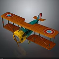 Colorful Aerospace Biplane Model With Orange Wings Blue Fuselage Red Tail Fin And Yellow Propeller