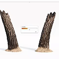 Rustic Stone Wood Trunk Sculptures With Sandy Base For Home Decor 3d model