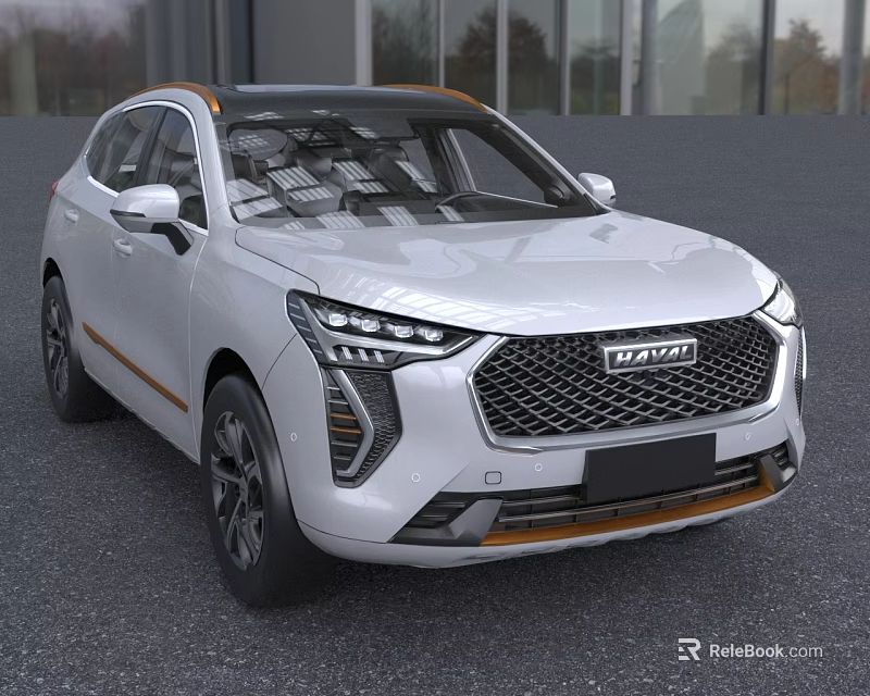 White HAVAL SUV Featuring Modern Front Grille And Orange Accents Design 3d model