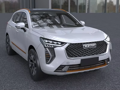 White HAVAL SUV Featuring Modern Front Grille And Orange Accents Design 3d model
