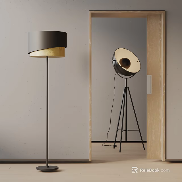 Modern Floor Lamps With Minimalist Design Tripod Base And Metal Shade 3d model 