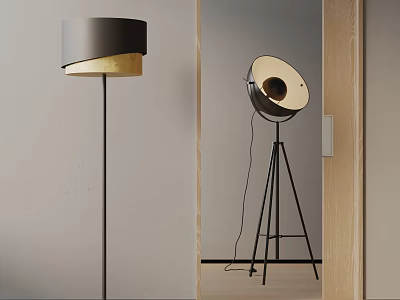 Modern Floor Lamps With Minimalist Design Tripod Base And Metal Shade 3d model