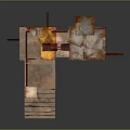 Rusted Metal Architectural Model With Industrial Style Combined Structure Windows And Doors On Reflective Surface