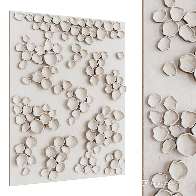 Modern White Textured Wall With 3D Sculptural Decorative Circular Elements 3d model 