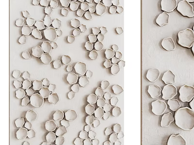 Modern White Textured Wall With 3D Sculptural Decorative Circular Elements 3d model