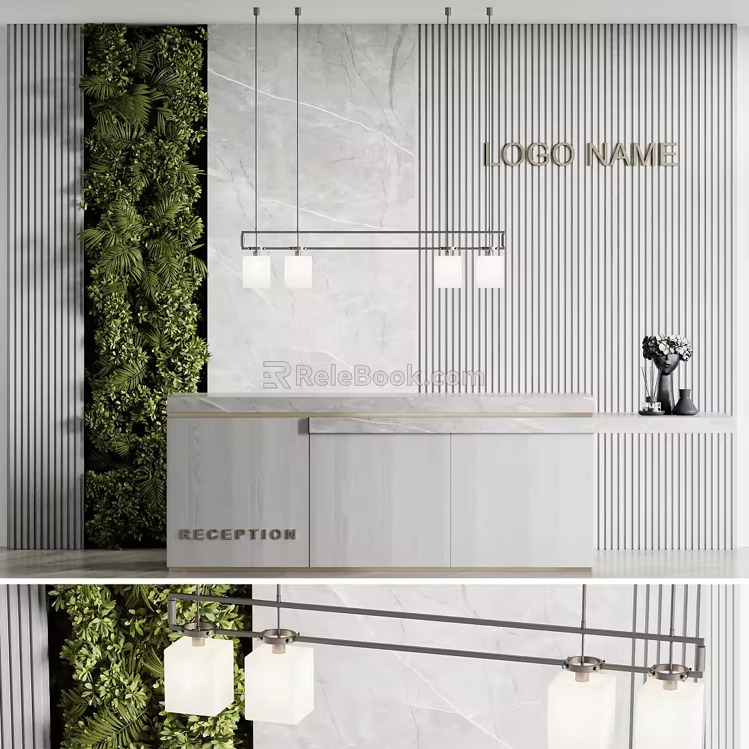 Modern Reception Desk Company Front Desk 3d model
