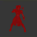 3D Female Character In Blue Outfit Red Pants White Boots Fighting Stance