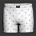 Men's White Boxer Briefs With Blue Small Patterns And Waistband Label