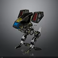 Mechanical Robot With Camouflage Design Red Lights Blue Components And Claws 3d model