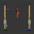 Game Movie Character Mechanical Legs Gear Featuring Vibrant Colors Green Blue Feet Orange Purple Components