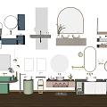 Modern Bathroom Vanity Units With Various Mirror Designs Sinks Storage And Decorative Plants
