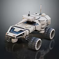 Futuristic Utility Vehicle Featuring Large Tires Antenna And Robotic Mechanical Design