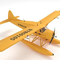 Detailed Yellow Seaplane Model with Floats Wings and SOTOORAN Markings