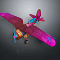 Colorful Handmade Toy Airplane with Pink Wings and Vibrant Decorative Patterns for Kids Playtime