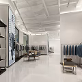 Spacious Bright Modern Clothing Store Interior With Display Racks Mannequins And Marble Countertops