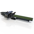Heavy Futuristic Weapon With Mechanical Structure Green Bullet Chain And Metallic Barrel