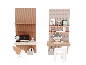 Modern Children's Desk and Chair Combination Hole Board Great Wall Board Wall Panel Decoration Combination 3d model