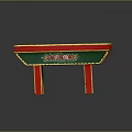Commercial Equipment Green Red Decorative Table With Floral Patterns And Scenic Painting