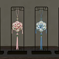 Traditional Chinese Decorative Pendants With Colorful Floral Patterns And Tassel Details