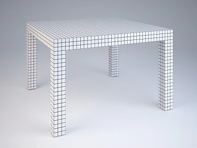 Modern Minimalist Square Dining Table With Grid Pattern Tabletop And Legs 3d model