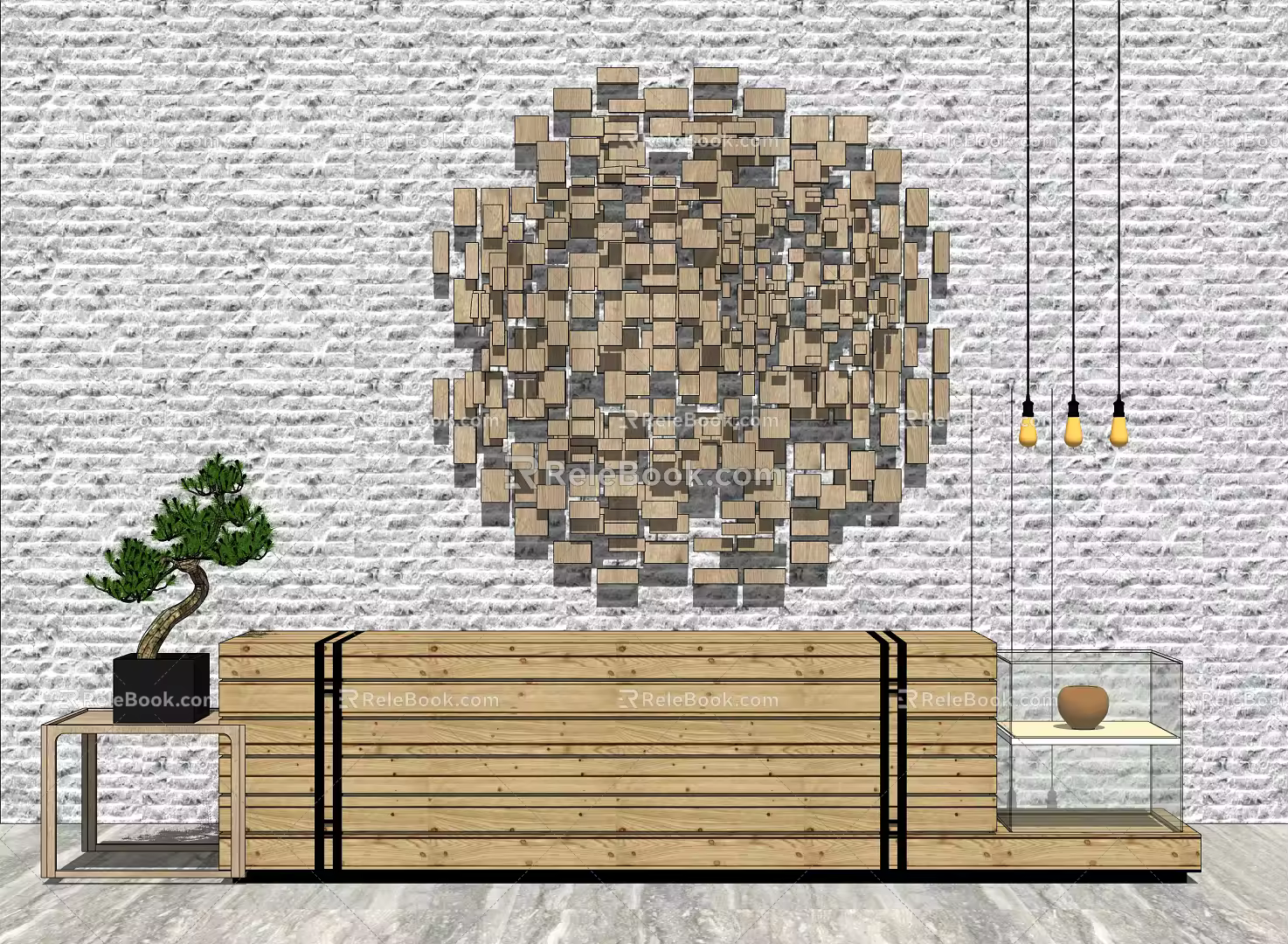 Modern reception desk Homestay reception desk 3d model