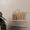 Classical Decorative Wall Lamp with Relief Carving Columns and Green Plant