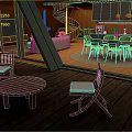 Villa Balcony with Wooden Deck Wooden Chairs White Cushions and Round Table