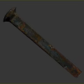 Ancient Rusted Metal Tool Artifact Isolated on Dark Background With Shadow 3d model