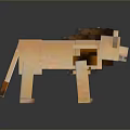Pixelated Lion Block Style 3D Rendered with Realistic Shading and Digital Art Design