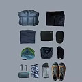 Essential Outdoor Clothing Accessories Puffer Jacket Backpack Cap Gloves and Shoes