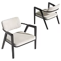 Modern Minimalist Single Chair With Black Frame And Light Colored Cushion 3d model