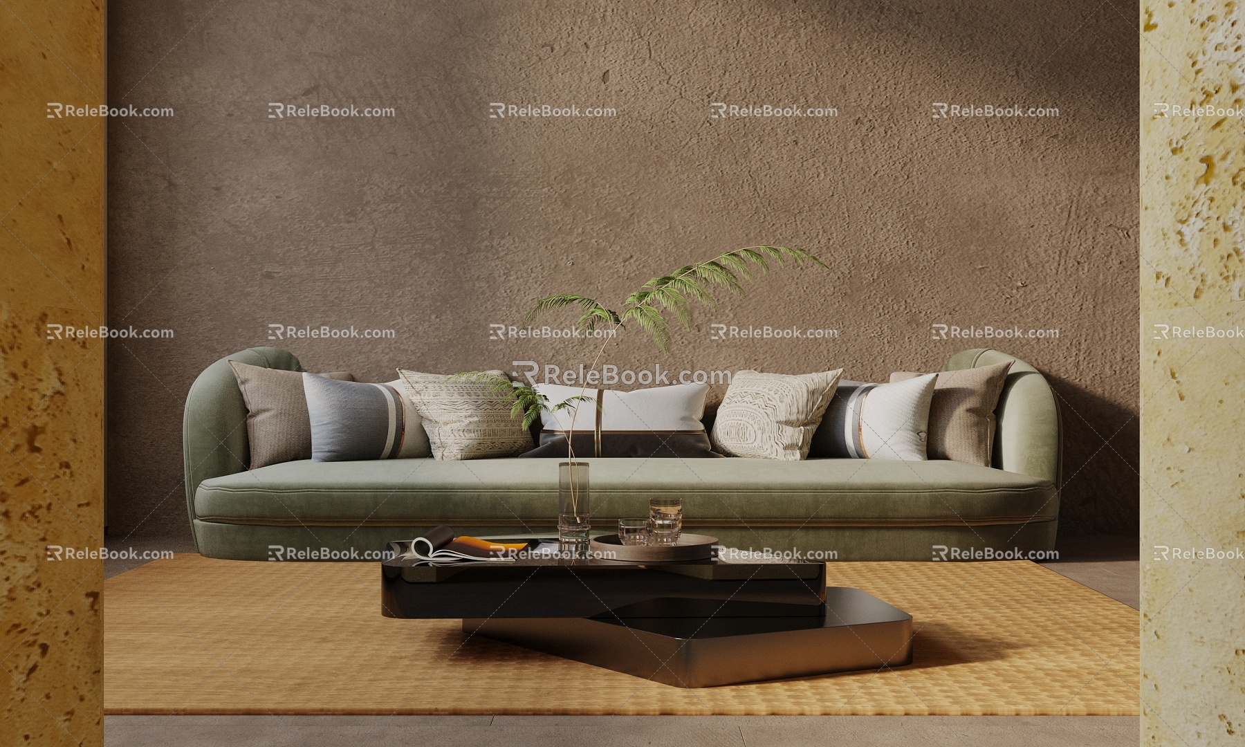 Three-seat sofa 3d model