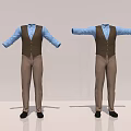 Stylish Men's Outfit With Blue Shirt Brown Vest Brown Pants And Black Shoes