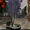 Stylish Restaurant Interior With Green Wall Flower Decorations Chandeliers Checkerboard Floor And Sofa Seating