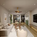 Cozy Natural Wood Tone Integrated Living And Dining Room Modern Home Interior Design