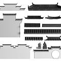 Traditional Chinese Architectural Components Featuring Classic Roofs Eaves Brackets And Decorative Elements 3d model
