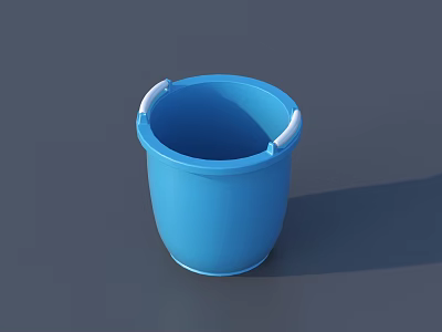 Durable Blue Plastic Bucket With White Handles For Household Washing Supplies 3d model