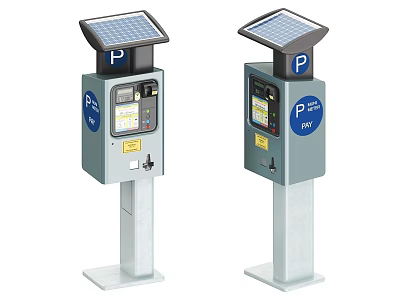 Industrial Parking Payment Machines With Solar Panels For Outdoor Use 3d model