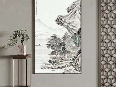 New Chinese Landscape Painting Decorative Painting 3d model