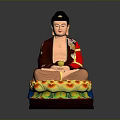 Exquisite Hand Carved Buddha Sculpture With Colorful Lotus Base And Sitting Posture