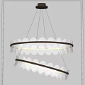 Modern Double Ring Chandelier With White Circular Discs and Metal Frame for Contemporary Interior
