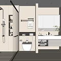 Modern Bathroom Interior Design With Glass Shower Partition Toilet And Vanity Mirror